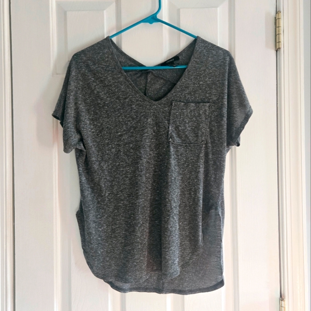 Greenish Gray Forever 21 Small V-Neck Women's Top